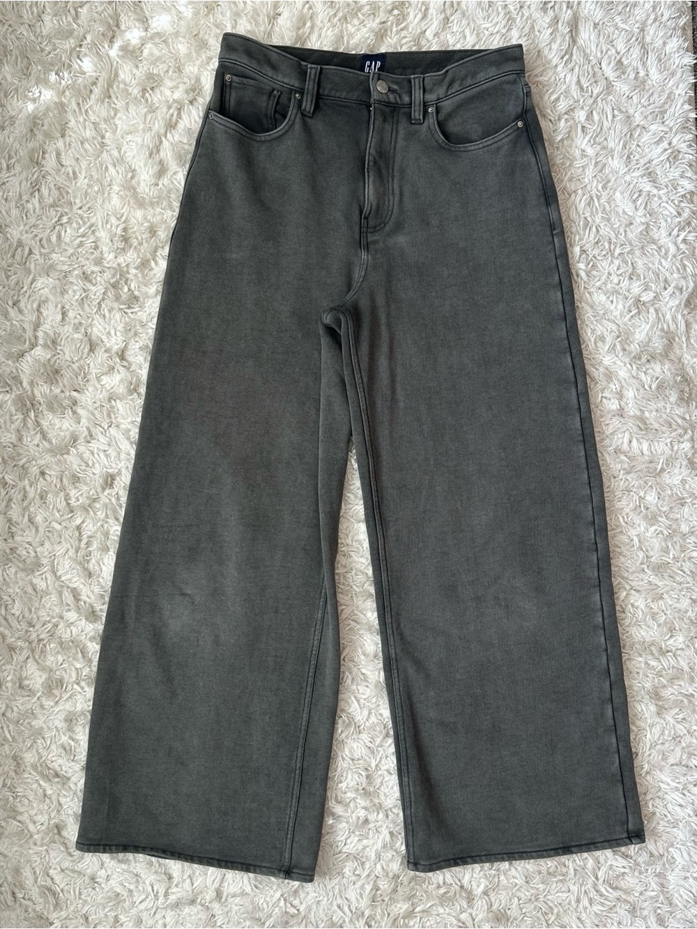 GAP Dark Grey Heavyweight French Terry Wide-Leg Sweatpant Jeans | SIZE S - Picture 3 of 9